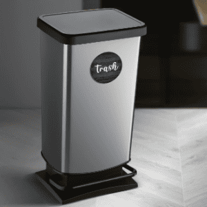 trash can with trash magnet attached