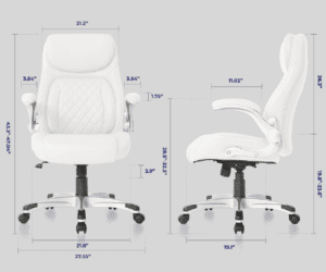 white office chair front and side view