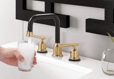 black matte and brass 3 hold bathroom sink faucet