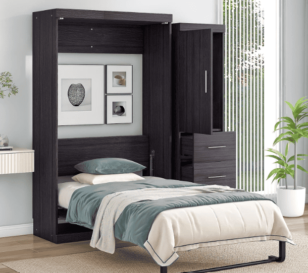 arrange 2 beds in one small room ideas cabinet that turns into a bed