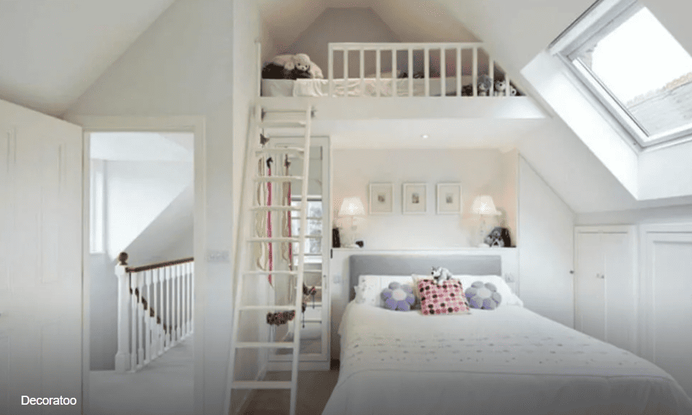 arrange 2 beds in one small room ideas loft bed in attic with bed underneath