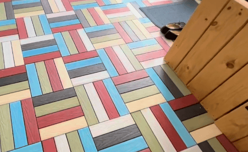 best solid deck stain - multicolor tiles on floor