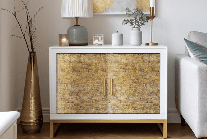 make cheap furniture look expensive with gold contact paper