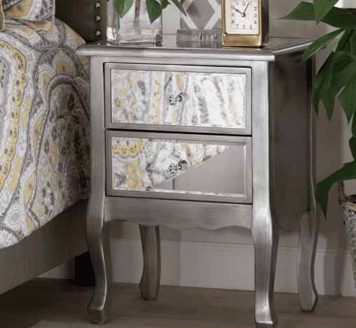 metallic finishes for a luxurious look on night stand