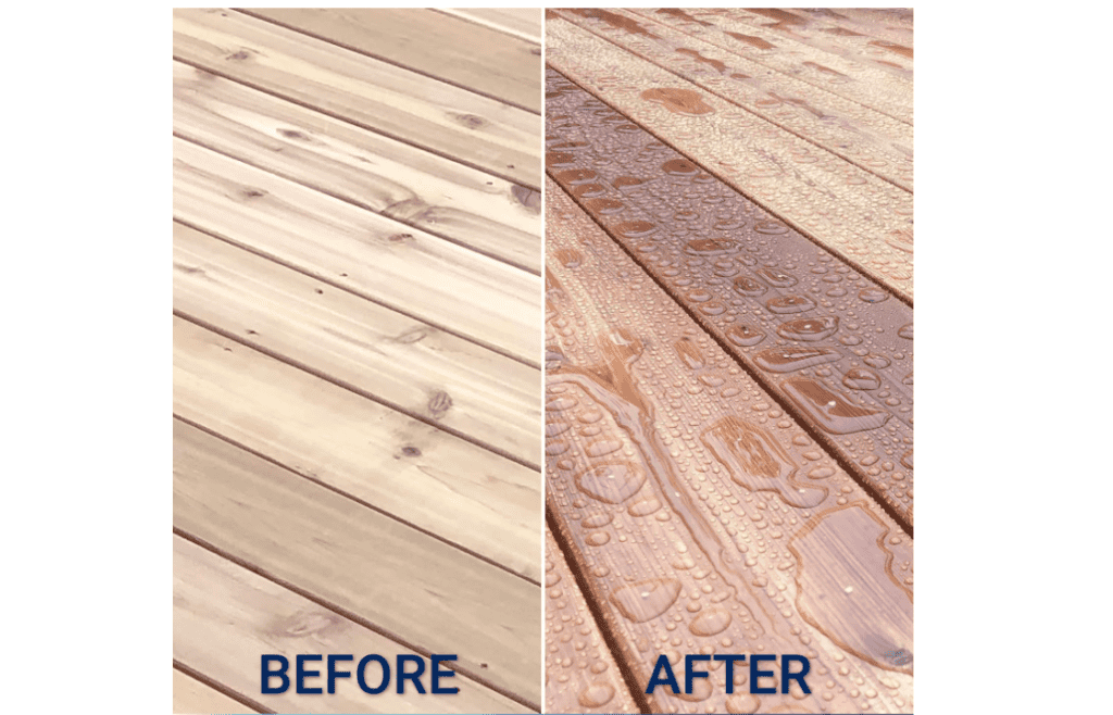 wood sealer before and after application for wood deck 