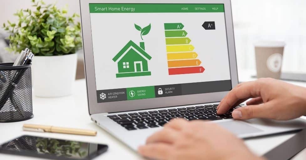 laptop showing smart home energy data