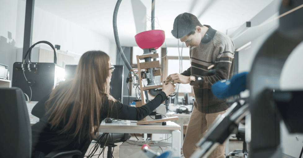 man and woman in a lab