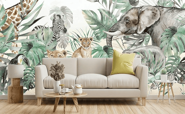 jungle/safari kids peel and stick wallpaper