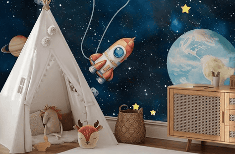 outer space kids peel and stick wallpaper